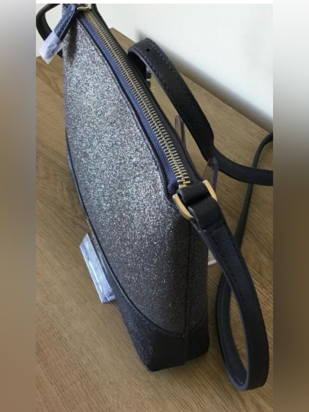 Kate Spade New York Lola Shimmering Glitter, Textured Leather Crossbody Bag NWOT - Picture 5 of 7